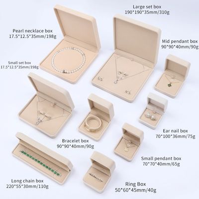 卸売製造 ハインエンド ジュエリー 箱 梱包 パーソナライズ オーダーメイド ロゴ 贅沢 ネックレス ブレスレット イヤリング リング 梱包 ベルベット ベージュ ジュエリー 箱