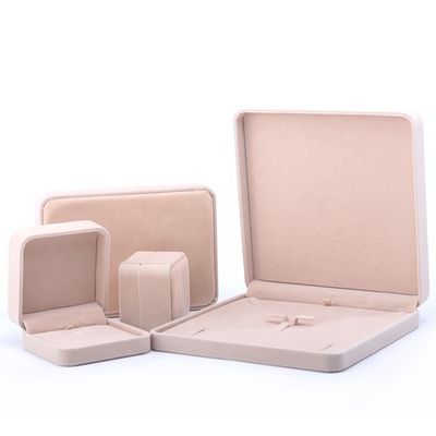卸売製造 ハインエンド ジュエリー 箱 梱包 パーソナライズ オーダーメイド ロゴ 贅沢 ネックレス ブレスレット イヤリング リング 梱包 ベルベット ベージュ ジュエリー 箱