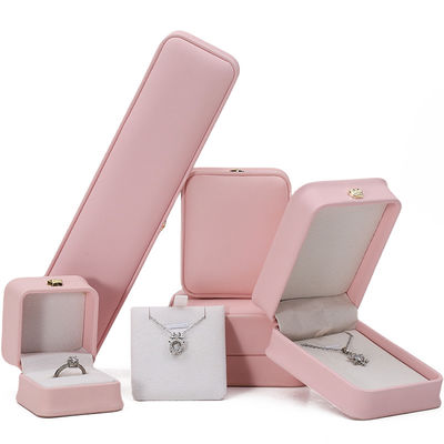 10*10*5cm ピンク レザー ジュエリー ボックス クラウン ブレスレット ペンダント リング カスタム ロゴ