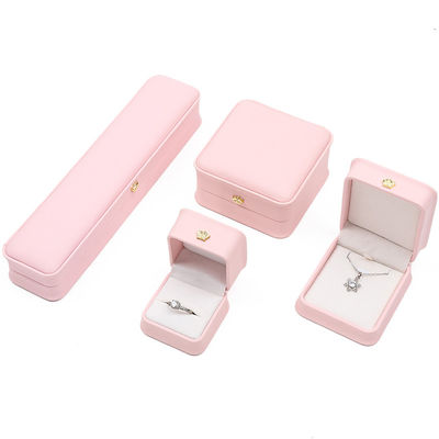 10*10*5cm ピンク レザー ジュエリー ボックス クラウン ブレスレット ペンダント リング カスタム ロゴ