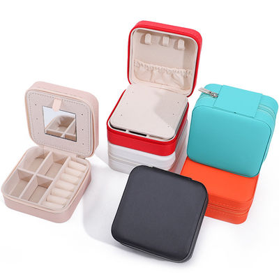 購入 カスタム ロゴ 旅行 ポータブル スクウェア 収納 宝石箱 鏡付き PU レザー online manufacture