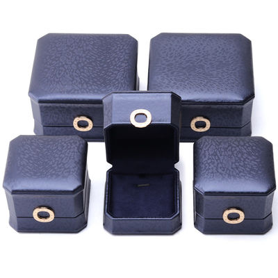 11*11*6cm レザージュエリーボックス ハンホン 広角 ネックレスリングボックス メタルブルー ルックス
