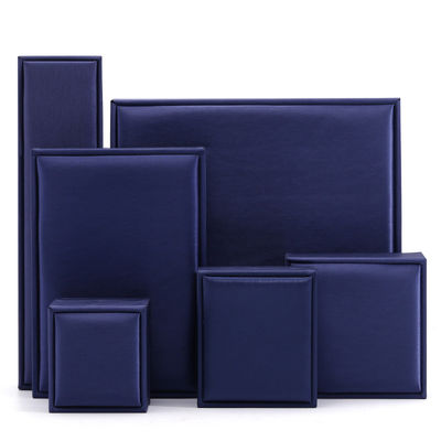 ハンホング 手作り ベルベット 宝石 ネックレスと指輪 9*9*4.5cm ブルー PU レザー