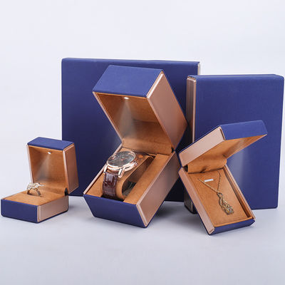 購入 19x19x4cm ブルーベルフェット PU レザージュエリー ギフトボックス LEDライトとベルフェット内膜 online manufacture