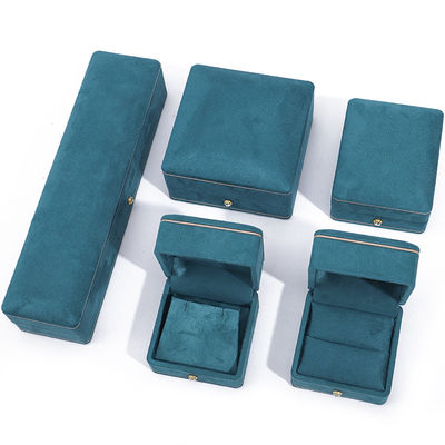 卸売製造 豪華 宝石 箱 パーソナライズされた 高品質 ネックレス ブレスレット イヤリング 指輪 宝石セット パッケージ ベルベットブルー 宝石 箱 ロゴ付き
