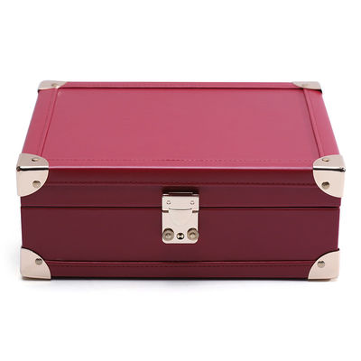 購入 豪華なコーナー 保護 PU 革 宝石 収納 オーガナイザーケース 鏡付き online manufacture
