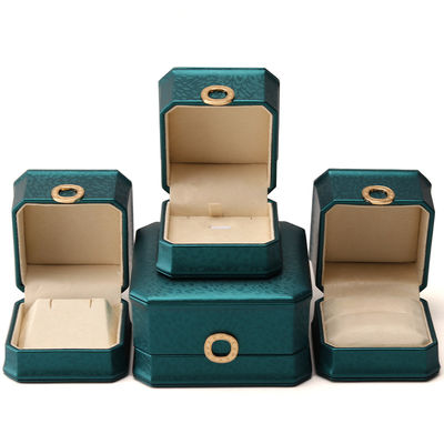 暗緑色 八角形 PU 革 宝石 包装 箱 リング 飾り