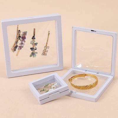 シンプルホワイトPE膜吊り箱 プラスチック浮遊宝石ケース 透明