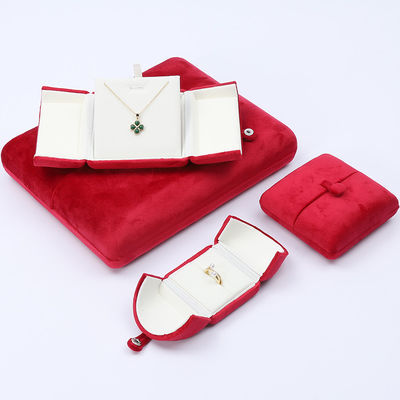 中国 製造 卸売 贅沢 宝石 箱 梱包 オーダーメイド 高級 ネックレス ブレスレット イヤリング 指輪 梱包 ダブルドア ベルベット レッド 宝石 箱 ロゴ付き