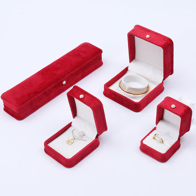 卸売 製造 贅沢 ベルベット 宝石 梱包 ボックス カスタム ロゴ ネックレス ブレスレット イヤリング 指輪 梱包 赤 ベルベット 宝石 ボックス