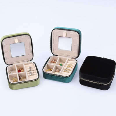 多色 汎用 ベルベット ジュエリー オーガナイザー 旅行用パッケージ 鏡付き