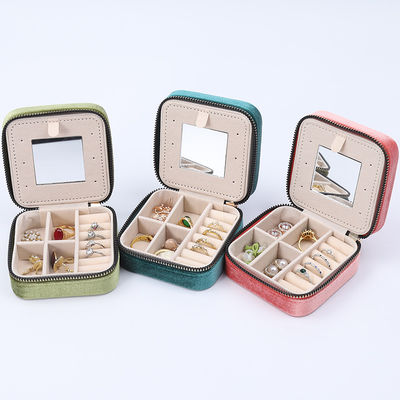 多色 汎用 ベルベット ジュエリー オーガナイザー 旅行用パッケージ 鏡付き