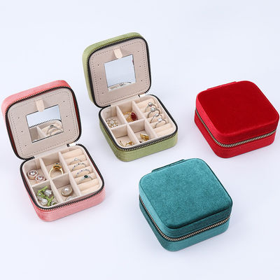 多色 汎用 ベルベット ジュエリー オーガナイザー 旅行用パッケージ 鏡付き