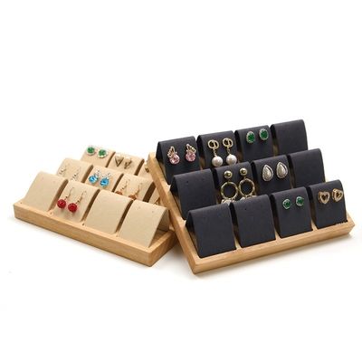 購入 柔らかいベールベットカバー 木製 宝石 収納 展示 トレイ 耳のスタンド ストッド ドロップ online manufacture