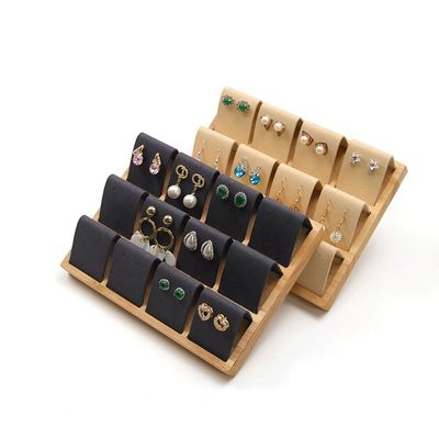 柔らかいベールベットカバー 木製 宝石 収納 展示 トレイ 耳のスタンド ストッド ドロップ