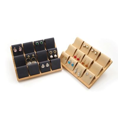柔らかいベールベットカバー 木製 宝石 収納 展示 トレイ 耳のスタンド ストッド ドロップ