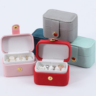 ミニ PU レザー イヤリング ストッド 収納ボックス ジュエリーホルダー ボタン閉付