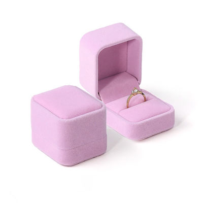 オーダーメイド 豪華 宝石 ダブル リング ボックス パーソナライズ オーダーメイド ロゴ ベルベット ピンク 宝石 婚約 リング 梱包 ボックス
