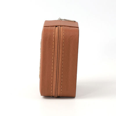 小型革 ブラウン ジュエリー オーガナイザー 旅行 ケース ジュエリー 収納 箱