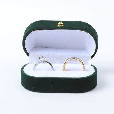 卸売 製造 豪華 宝石 箱 パーソナライズ オーダーメイド グリーン ベルヴェット 宝石 梱包 結婚 婚約 ロゴ付き ダブル リング 箱