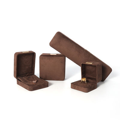 オクタゴナル軍ブラウン ベルベット 宝石箱 カスタマイズできるフリップ 宝石箱 金色のパッチ付き