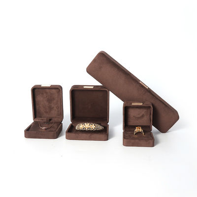 オクタゴナル軍ブラウン ベルベット 宝石箱 カスタマイズできるフリップ 宝石箱 金色のパッチ付き