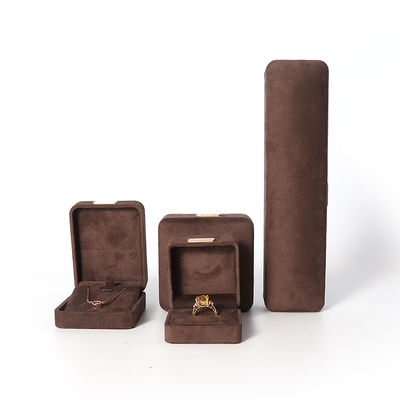 オクタゴナル軍ブラウン ベルベット 宝石箱 カスタマイズできるフリップ 宝石箱 金色のパッチ付き