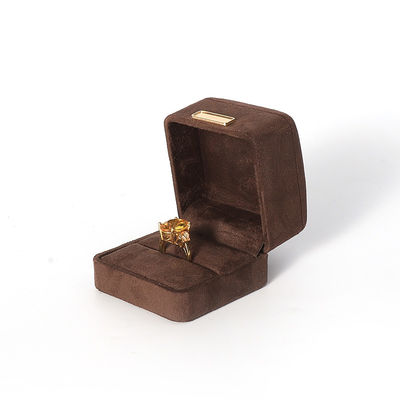 オクタゴナル軍ブラウン ベルベット 宝石箱 カスタマイズできるフリップ 宝石箱 金色のパッチ付き