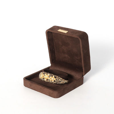 オクタゴナル軍ブラウン ベルベット 宝石箱 カスタマイズできるフリップ 宝石箱 金色のパッチ付き