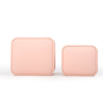 正方形ピンクベルベットジュエリーウェディングリングボックス カスタマイズ可能なジュエリーボックス包装