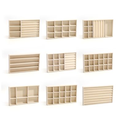 パーソナライズ可能 豪華 ベージュ ベルベット 宝石 トレイ OEM 宝石 トレイ リング ブレスレット ネックレス