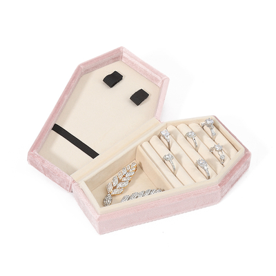 カスタムオーガナイザー収納 ピンクベルベット ジュエリー トラベルボックス OEM クリスマスジュエリーギフトボックス
