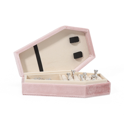 カスタムオーガナイザー収納 ピンクベルベット ジュエリー トラベルボックス OEM クリスマスジュエリーギフトボックス