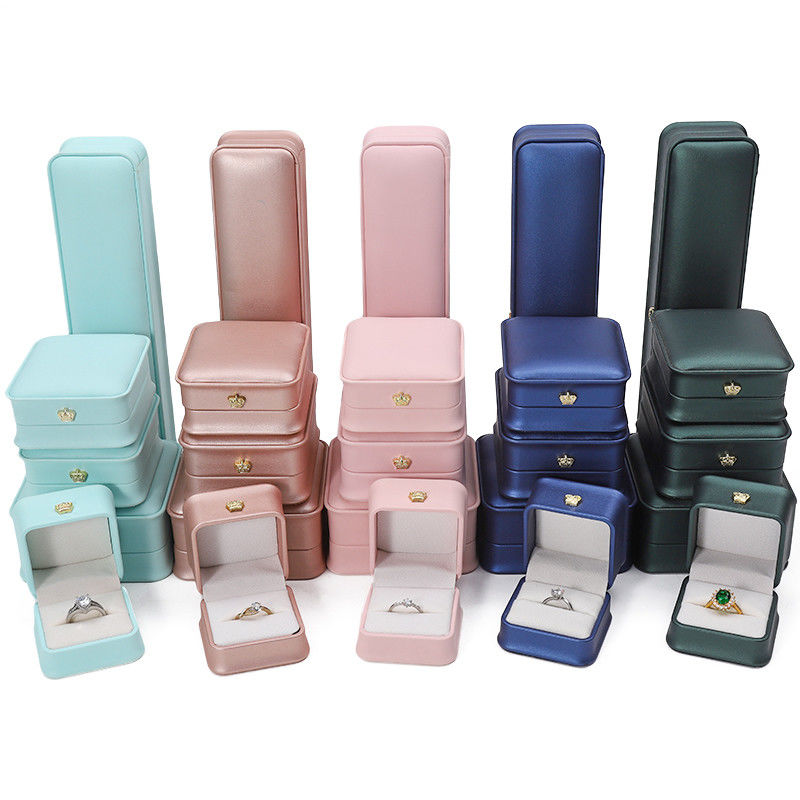 オーダーメイド ロゴ PU レザー ジュエリー ボックス クラウン ブレスレット ペンダント ネックレス リング パッケージ