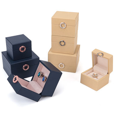 ブルー4葉クローバー 豪華 PU革の宝石箱 カスタムロゴとホットスタンプ
