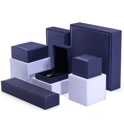 ハンホング 手作り ベルベット 宝石 ネックレスと指輪 9*9*4.5cm ブルー PU レザー