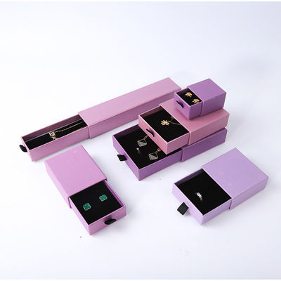 卸売製造 エコフレンドリー 高品質 ギフト 宝石箱 パーソナライズされたカスタムリング ネックレス イヤリング ブレスレット 包装 紫紙紙引き出し 宝石箱 ロゴ付き