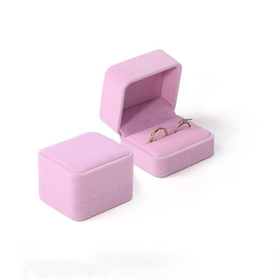 オーダーメイド 豪華 宝石 ダブル リング ボックス パーソナライズ オーダーメイド ロゴ ベルベット ピンク 宝石 婚約 リング 梱包 ボックス