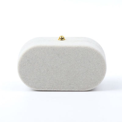 高級宝石箱 パーソナライズ オーダーメイド グレー ベルベット 宝石 梱包 結婚 婚約 双指輪 箱